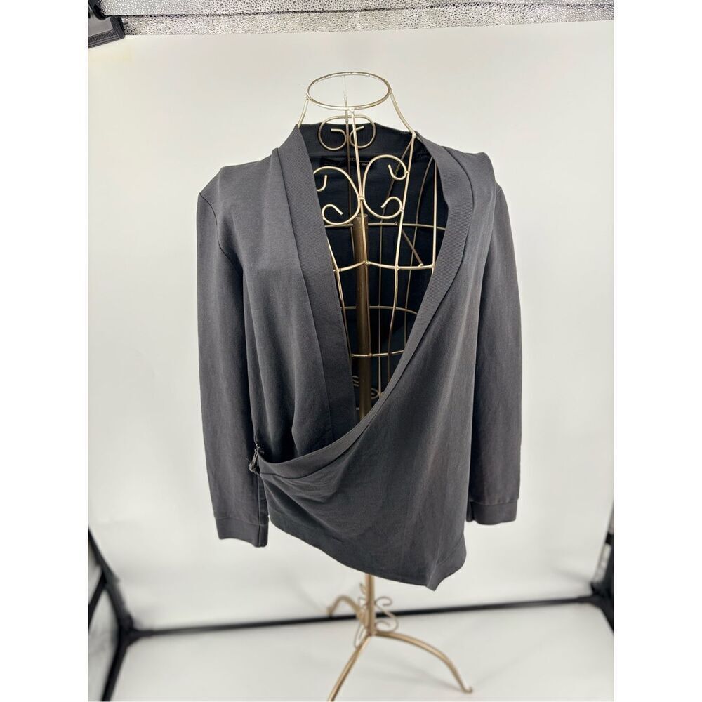 AllSaints Irina Gray Draped Side Zip Cardigan Sweater Women’s Size Small